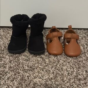 Black and Brown Kids Shoes Set